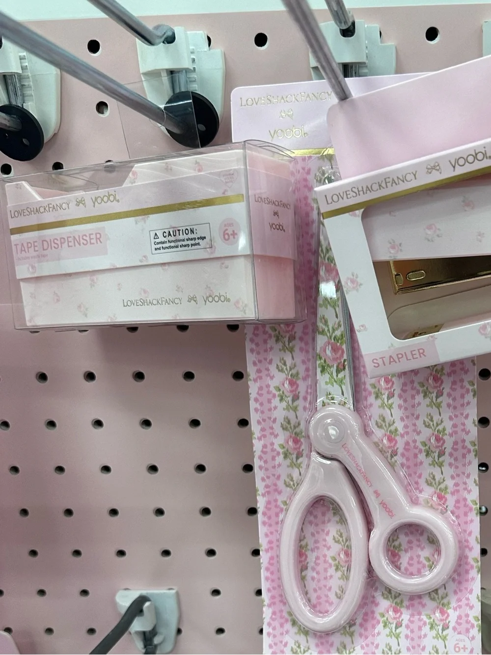 Love Shack Fancy x yoobi Pink Floral Stapler/Scissors/Tape Dispenser- Gift Set